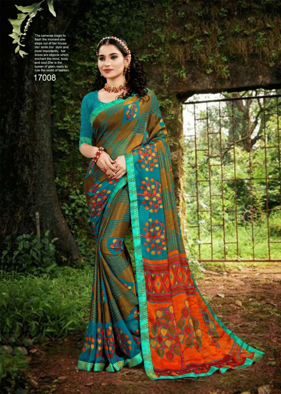 DEVANSHI VOL-17 BY MANSAROVER 17001 TO 17008 SERIES INDIAN TRADITIONAL WEAR COLLECTION BEAUTIFUL STYLISH FANCY COLORFUL PARTY WEAR & OCCASIONAL WEAR BRASSO SAREES AT WHOLESALE PRICE