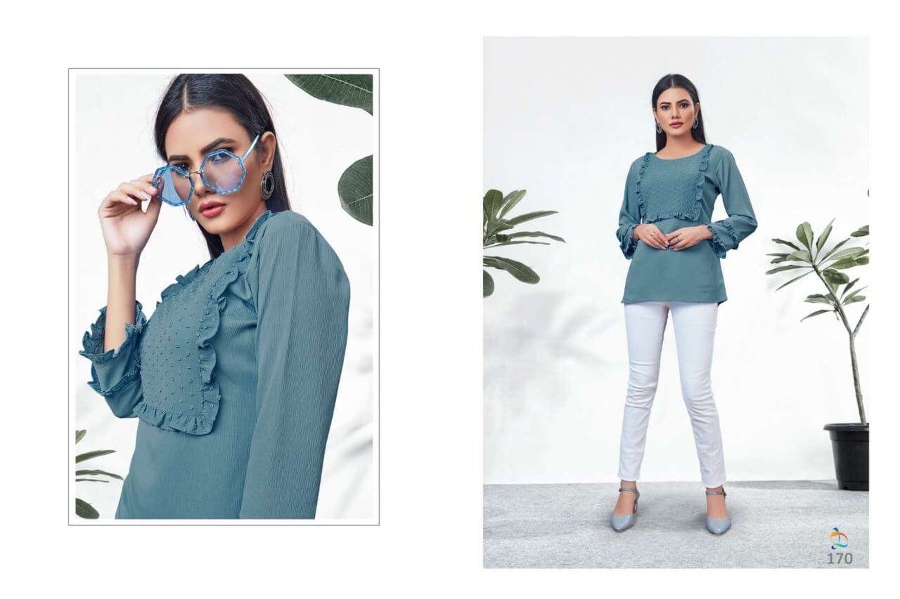 RIANNA BY DOVI FASHION 170 TO 177 SERIES DESIGNER STYLISH FANCY COLORFUL BEAUTIFUL PARTY WEAR & ETHNIC WEAR COLLECTION CHIFFON KURTIS AT WHOLESALE PRICE