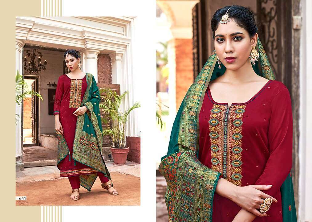 KISMAT BY TRIPLE AAA 641 TO 646 SERIES BEAUTIFUL SUITS COLORFUL STYLISH FANCY CASUAL WEAR & ETHNIC WEAR JAM SILK EMBROIDERED DRESSES AT WHOLESALE PRICE