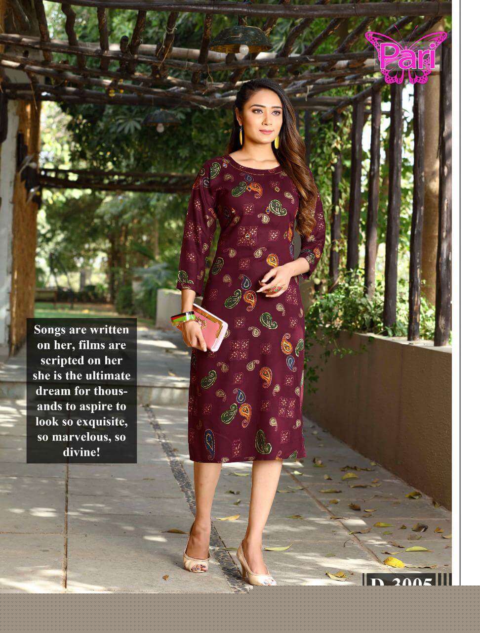 NYSAA VOL-3 BY PARI 3001 TO 3008 SERIES DESIGNER STYLISH FANCY COLORFUL BEAUTIFUL PARTY WEAR & ETHNIC WEAR COLLECTION RAYON FOIL PRINT KURTIS AT WHOLESALE PRICE