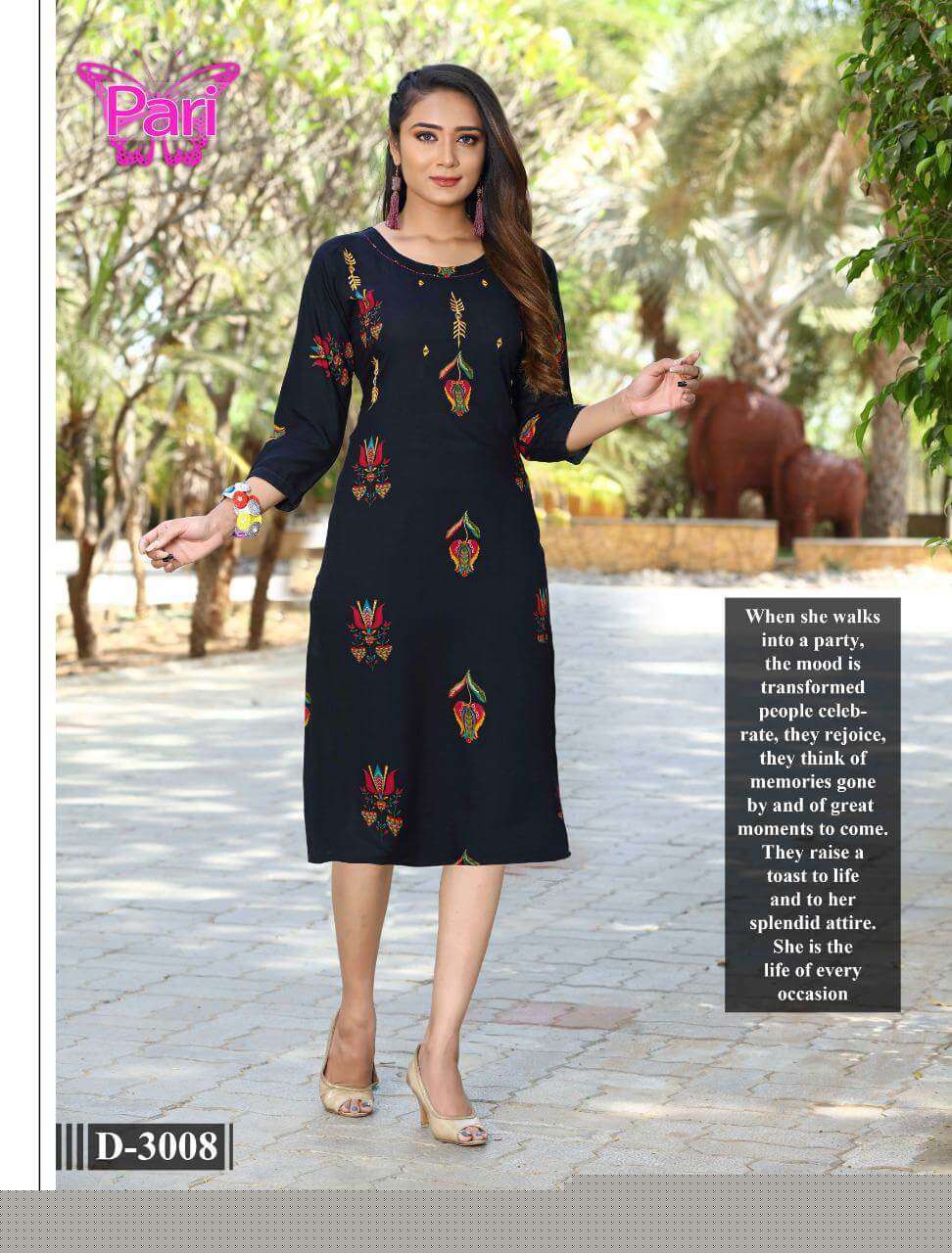 NYSAA VOL-3 BY PARI 3001 TO 3008 SERIES DESIGNER STYLISH FANCY COLORFUL BEAUTIFUL PARTY WEAR & ETHNIC WEAR COLLECTION RAYON FOIL PRINT KURTIS AT WHOLESALE PRICE