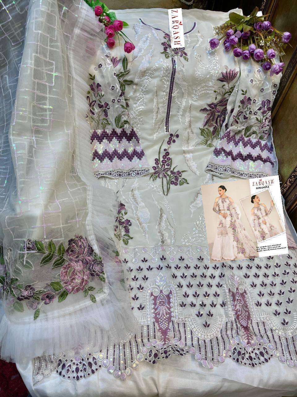 Jihan By Zarqash 2024-A To 2024-D Series Designer Festive Pakistani Suits Collection Beautiful Stylish Fancy Colorful Party Wear & Occasional Wear Faux Georgette Embroidered Dresses At Wholesale Price