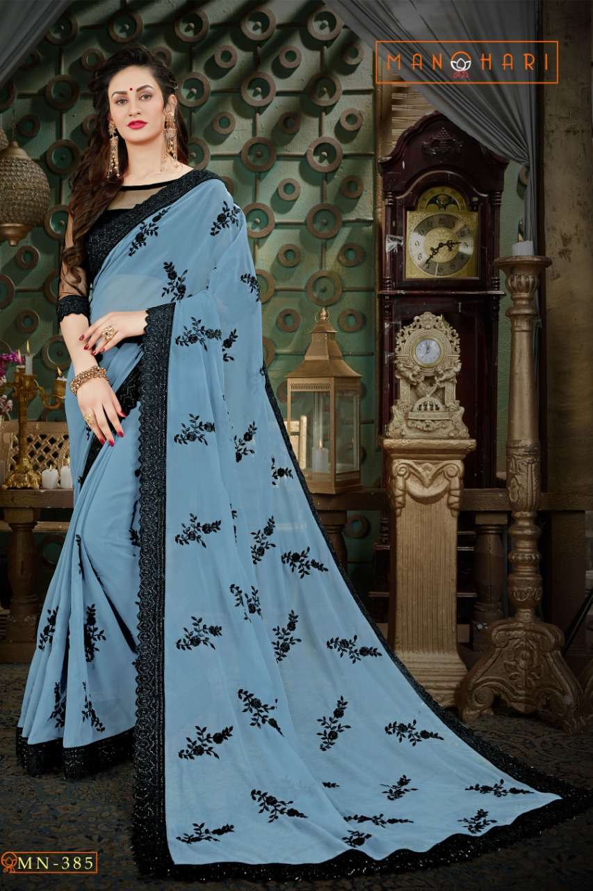 MANOHARI VOL-1 BY MANOHARI INDIAN TRADITIONAL WEAR COLLECTION BEAUTIFUL STYLISH FANCY COLORFUL PARTY WEAR & OCCASIONAL WEAR GEORGETTE SAREES AT WHOLESALE PRICE