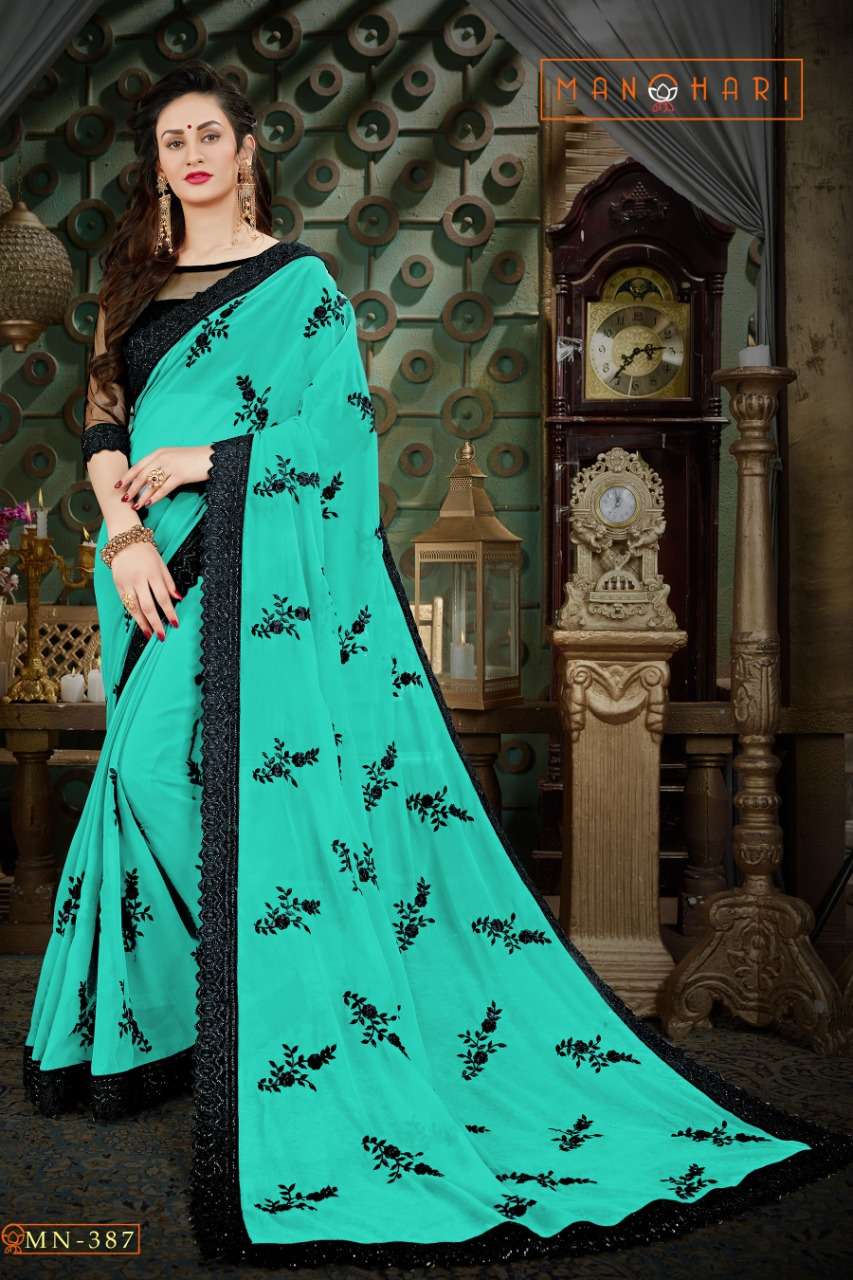 MANOHARI VOL-1 BY MANOHARI INDIAN TRADITIONAL WEAR COLLECTION BEAUTIFUL STYLISH FANCY COLORFUL PARTY WEAR & OCCASIONAL WEAR GEORGETTE SAREES AT WHOLESALE PRICE