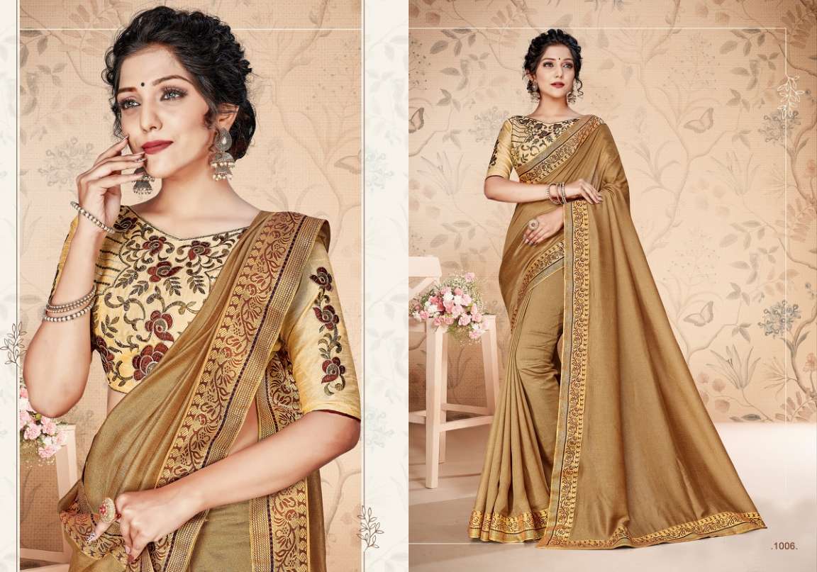 ANAISHA BY RANJNA 1001 TO 1008 SERIES INDIAN TRADITIONAL WEAR COLLECTION BEAUTIFUL STYLISH FANCY COLORFUL PARTY WEAR & OCCASIONAL WEAR VICHITRA SILK SAREES AT WHOLESALE PRICE