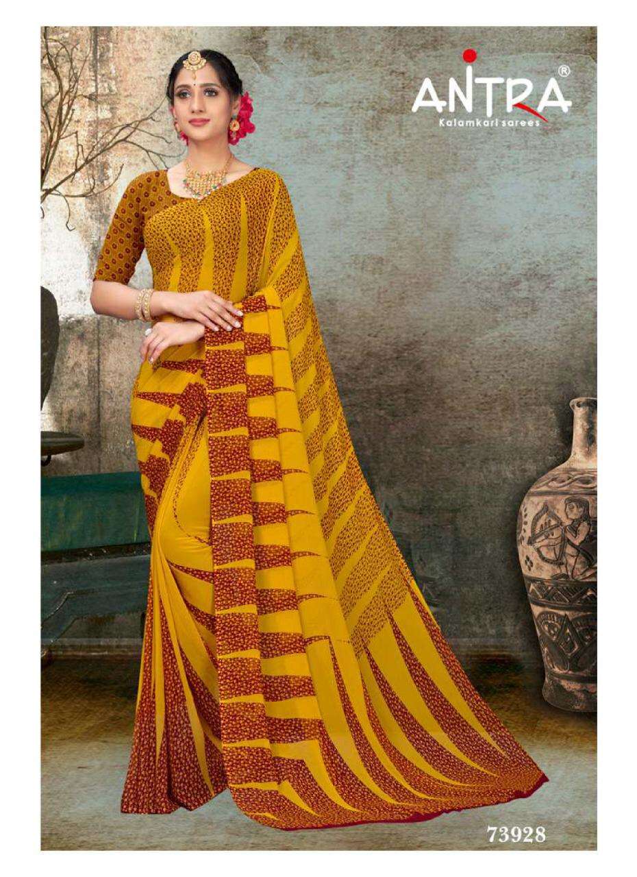 KITKAT BY ANTRA 73921 TO 73928 SERIES INDIAN TRADITIONAL WEAR COLLECTION BEAUTIFUL STYLISH FANCY COLORFUL PARTY WEAR & OCCASIONAL WEAR WEIGHTLESS SAREES AT WHOLESALE PRICE