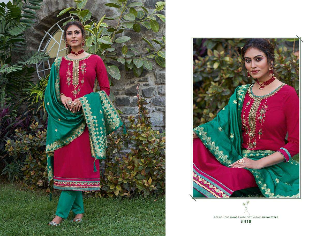 VIRASAT VOL-9 BY KESSI FABRICS 5911 TO 5918 SERIES BEAUTIFUL SUITS STYLISH FANCY COLORFUL PARTY WEAR & OCCASIONAL WEAR JAM SILK WITH KATHLI WORK DRESSES AT WHOLESALE PRICE