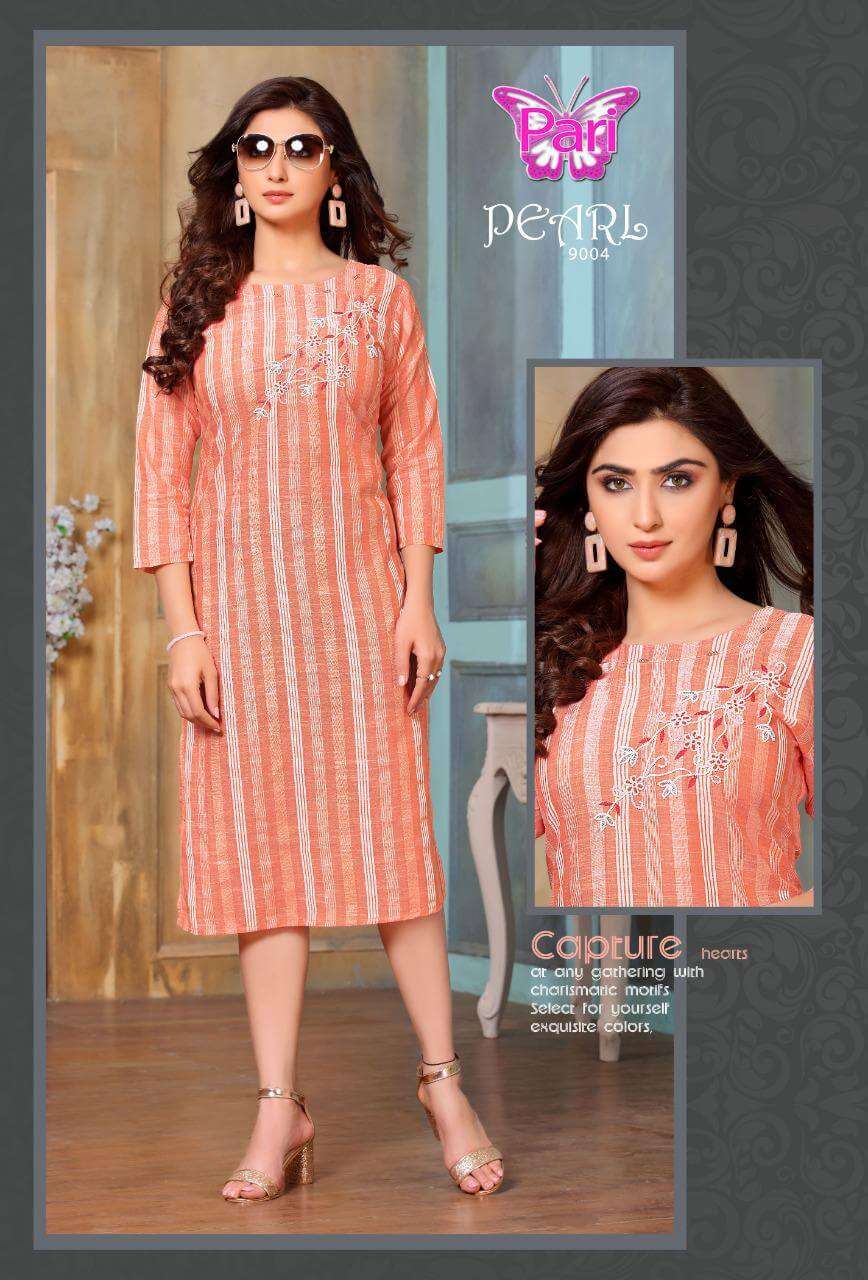 PEARL VOL-9 BY PARI 9001 TO 9008 SERIES DESIGNER STYLISH FANCY COLORFUL BEAUTIFUL PARTY WEAR & ETHNIC WEAR COLLECTION HEAVY RAYON KURTIS AT WHOLESALE PRICE