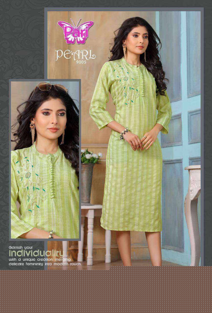 PEARL VOL-9 BY PARI 9001 TO 9008 SERIES DESIGNER STYLISH FANCY COLORFUL BEAUTIFUL PARTY WEAR & ETHNIC WEAR COLLECTION HEAVY RAYON KURTIS AT WHOLESALE PRICE