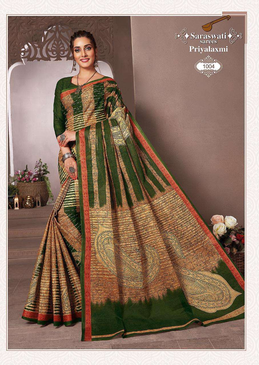 PRIYALAXMI VOL-1 BY SARASWATI SAREES 1001 TO 1030 SERIES INDIAN TRADITIONAL WEAR COLLECTION BEAUTIFUL STYLISH FANCY COLORFUL PARTY WEAR & OCCASIONAL WEAR PURE MAL MAL SAREES AT WHOLESALE PRICE