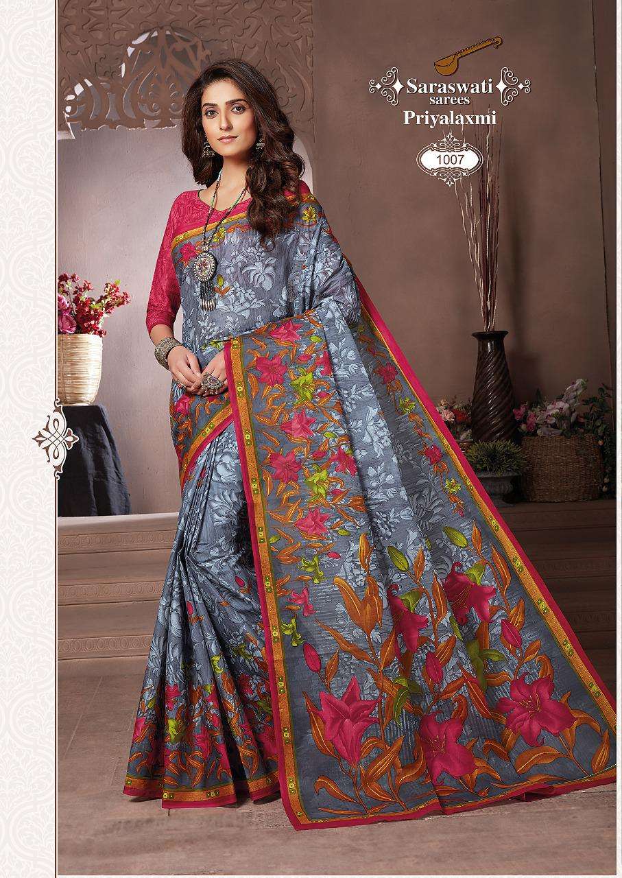 PRIYALAXMI VOL-1 BY SARASWATI SAREES 1001 TO 1030 SERIES INDIAN TRADITIONAL WEAR COLLECTION BEAUTIFUL STYLISH FANCY COLORFUL PARTY WEAR & OCCASIONAL WEAR PURE MAL MAL SAREES AT WHOLESALE PRICE