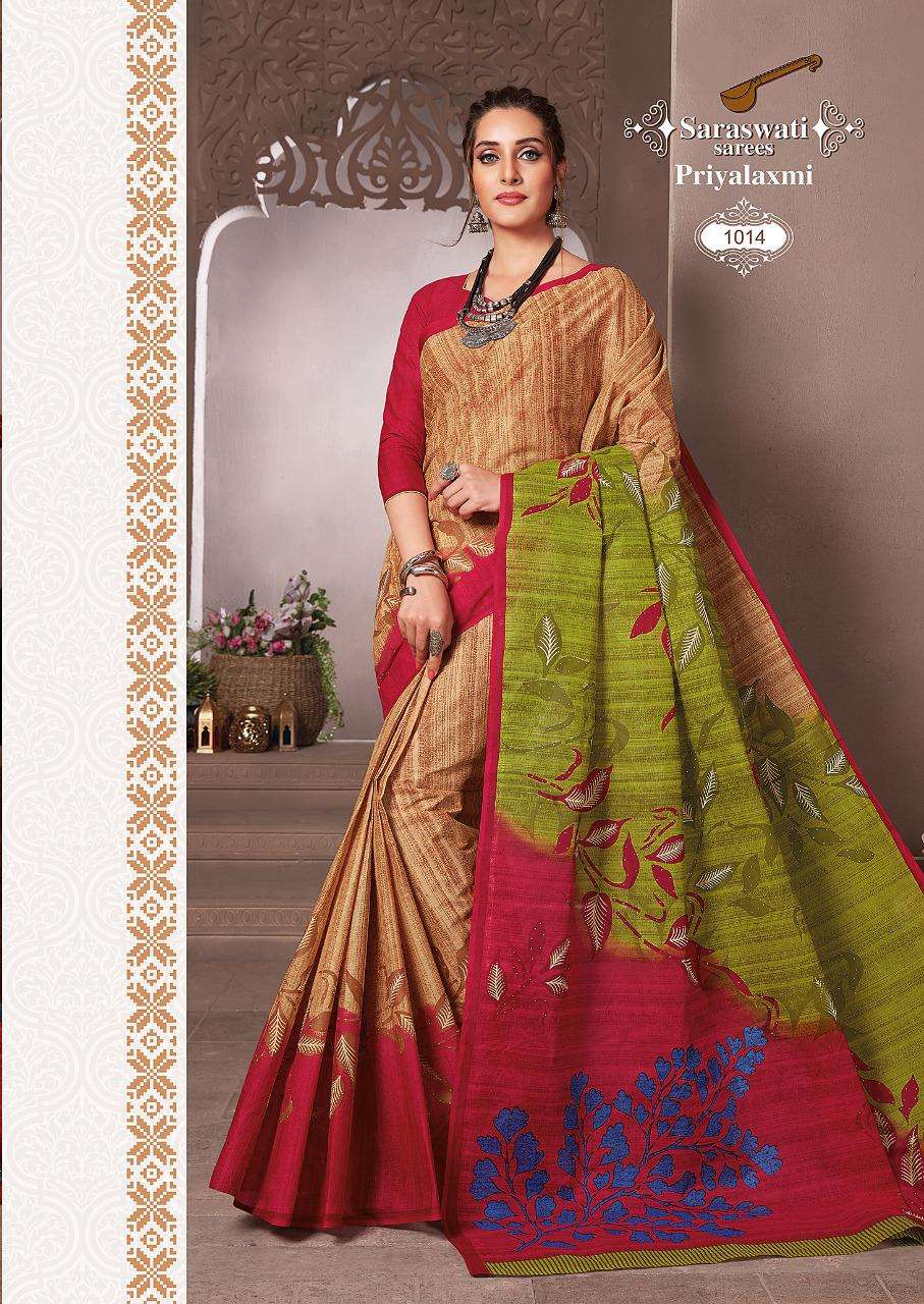 PRIYALAXMI VOL-1 BY SARASWATI SAREES 1001 TO 1030 SERIES INDIAN TRADITIONAL WEAR COLLECTION BEAUTIFUL STYLISH FANCY COLORFUL PARTY WEAR & OCCASIONAL WEAR PURE MAL MAL SAREES AT WHOLESALE PRICE