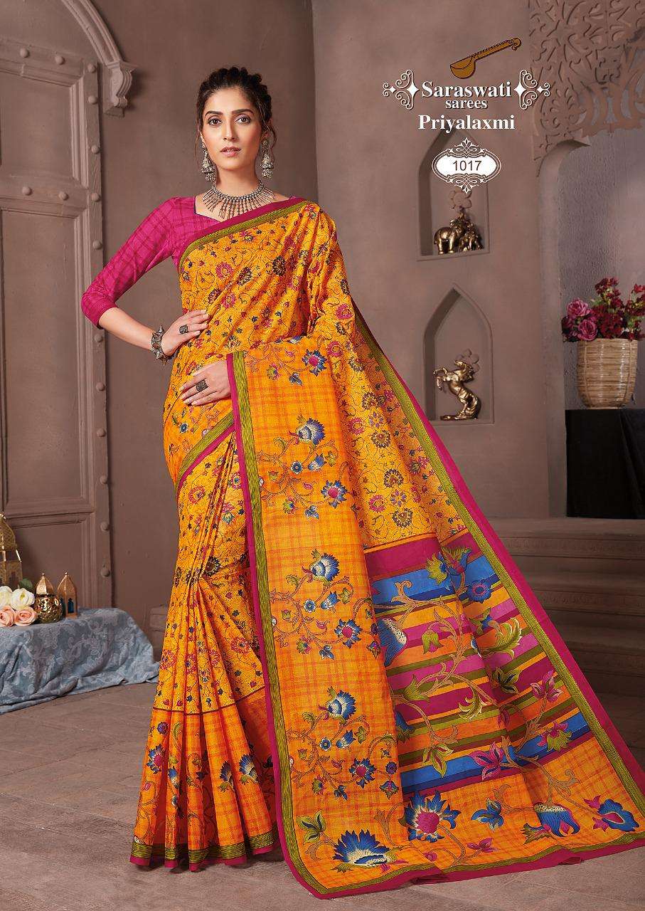 PRIYALAXMI VOL-1 BY SARASWATI SAREES 1001 TO 1030 SERIES INDIAN TRADITIONAL WEAR COLLECTION BEAUTIFUL STYLISH FANCY COLORFUL PARTY WEAR & OCCASIONAL WEAR PURE MAL MAL SAREES AT WHOLESALE PRICE