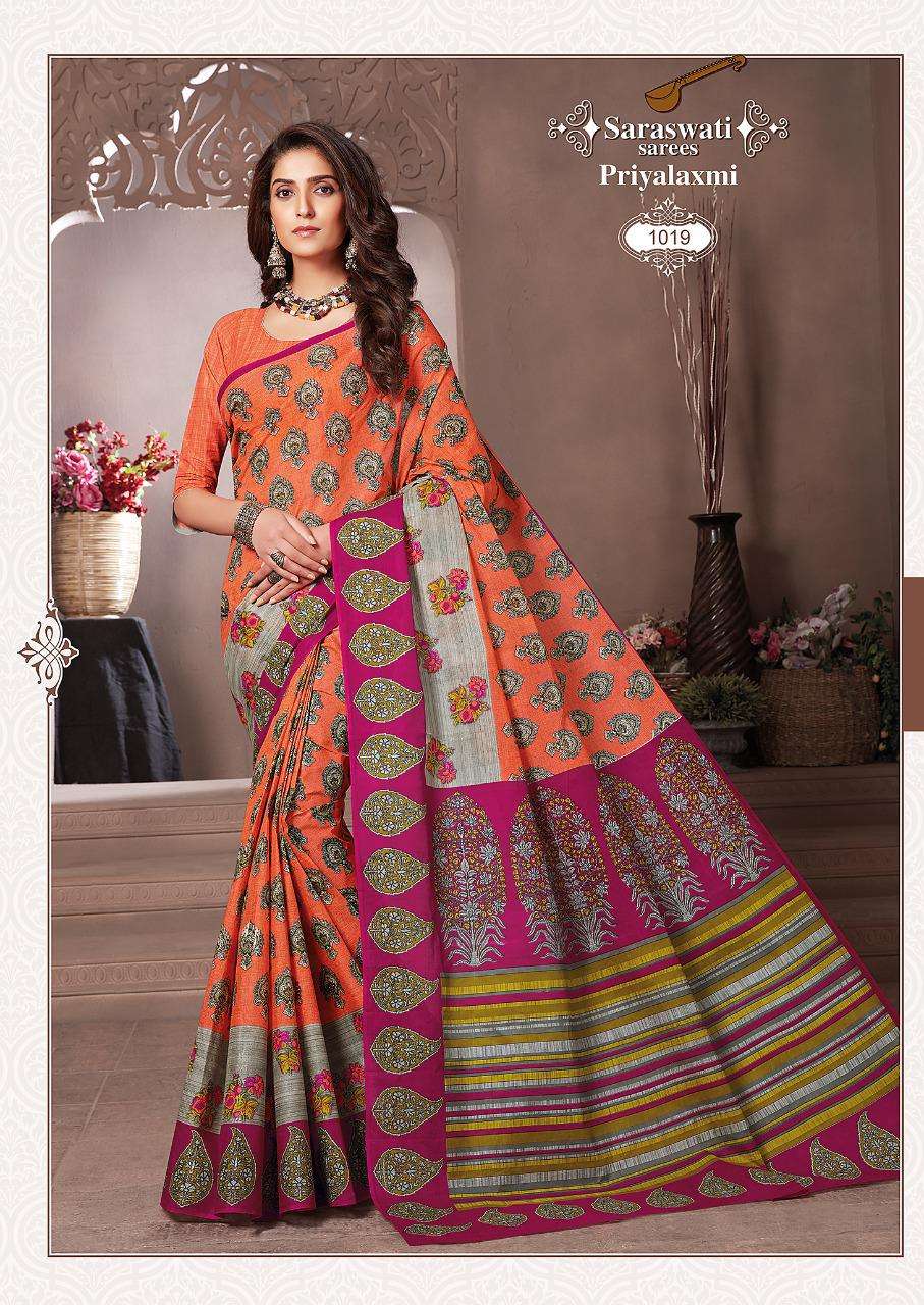 PRIYALAXMI VOL-1 BY SARASWATI SAREES 1001 TO 1030 SERIES INDIAN TRADITIONAL WEAR COLLECTION BEAUTIFUL STYLISH FANCY COLORFUL PARTY WEAR & OCCASIONAL WEAR PURE MAL MAL SAREES AT WHOLESALE PRICE