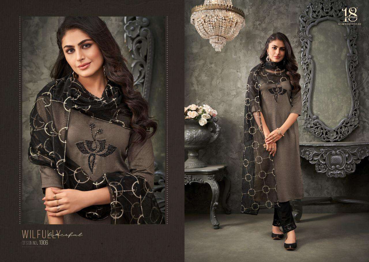 WOMANIYA BY 18 ATTITUDE 1001 TO 1007 SERIES STYLISH FANCY BEAUTIFUL COLORFUL CASUAL WEAR & ETHNIC WEAR PURE MUSLIN DRESSES AT WHOLESALE PRICE