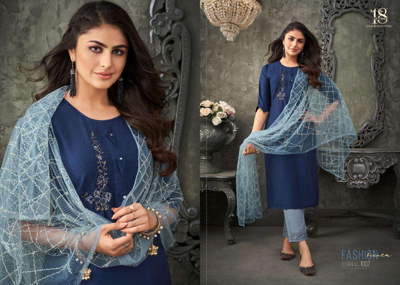 WOMANIYA BY 18 ATTITUDE 1001 TO 1007 SERIES STYLISH FANCY BEAUTIFUL COLORFUL CASUAL WEAR & ETHNIC WEAR PURE MUSLIN DRESSES AT WHOLESALE PRICE