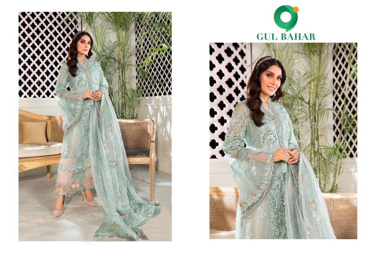 MBROIDERED VOL-1 BY GUL BAHAR 11 TO 14 SERIES BEAUTIFUL STYLISH SUITS FANCY COLORFUL CASUAL WEAR & ETHNIC WEAR & READY TO WEAR GEORGETTE/NET EMBROIDERY DRESSES AT WHOLESALE PRICE