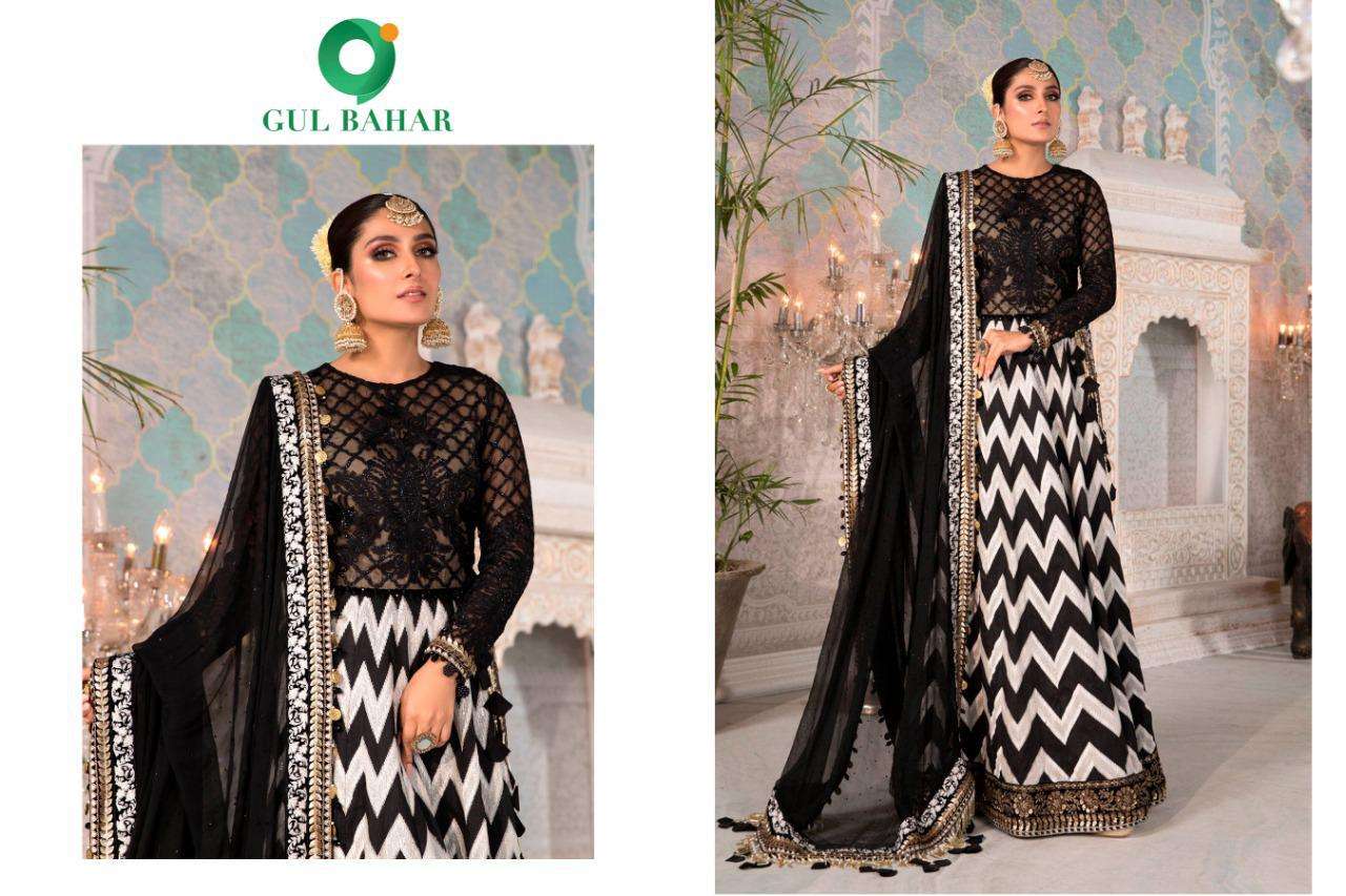 MBROIDERED VOL-1 BY GUL BAHAR 11 TO 14 SERIES BEAUTIFUL STYLISH SUITS FANCY COLORFUL CASUAL WEAR & ETHNIC WEAR & READY TO WEAR GEORGETTE/NET EMBROIDERY DRESSES AT WHOLESALE PRICE