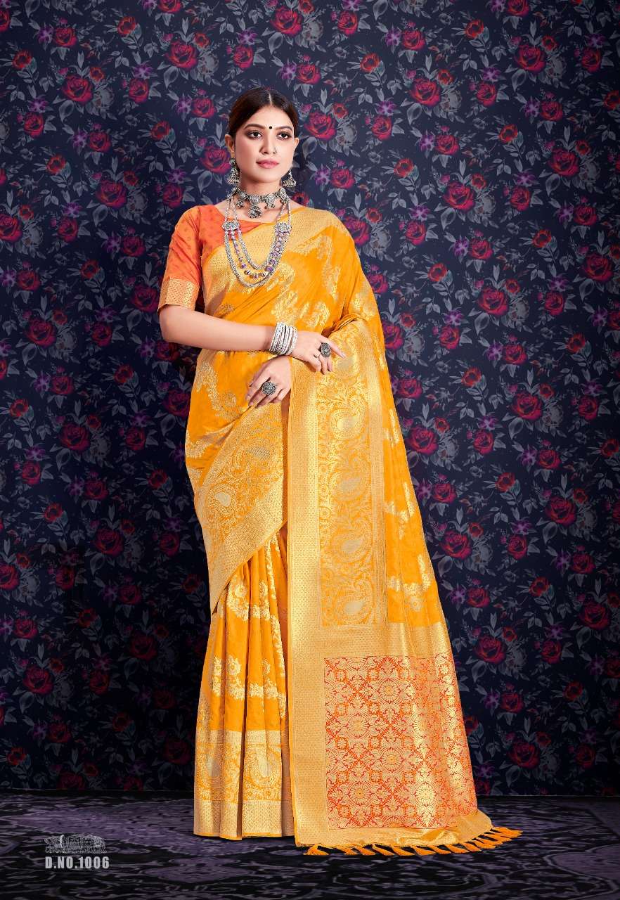 MAHARANI BY RAJYOG 1001 TO 1006 SERIES INDIAN TRADITIONAL WEAR COLLECTION BEAUTIFUL STYLISH FANCY COLORFUL PARTY WEAR & OCCASIONAL WEAR SOFT SILK SAREES AT WHOLESALE PRICE