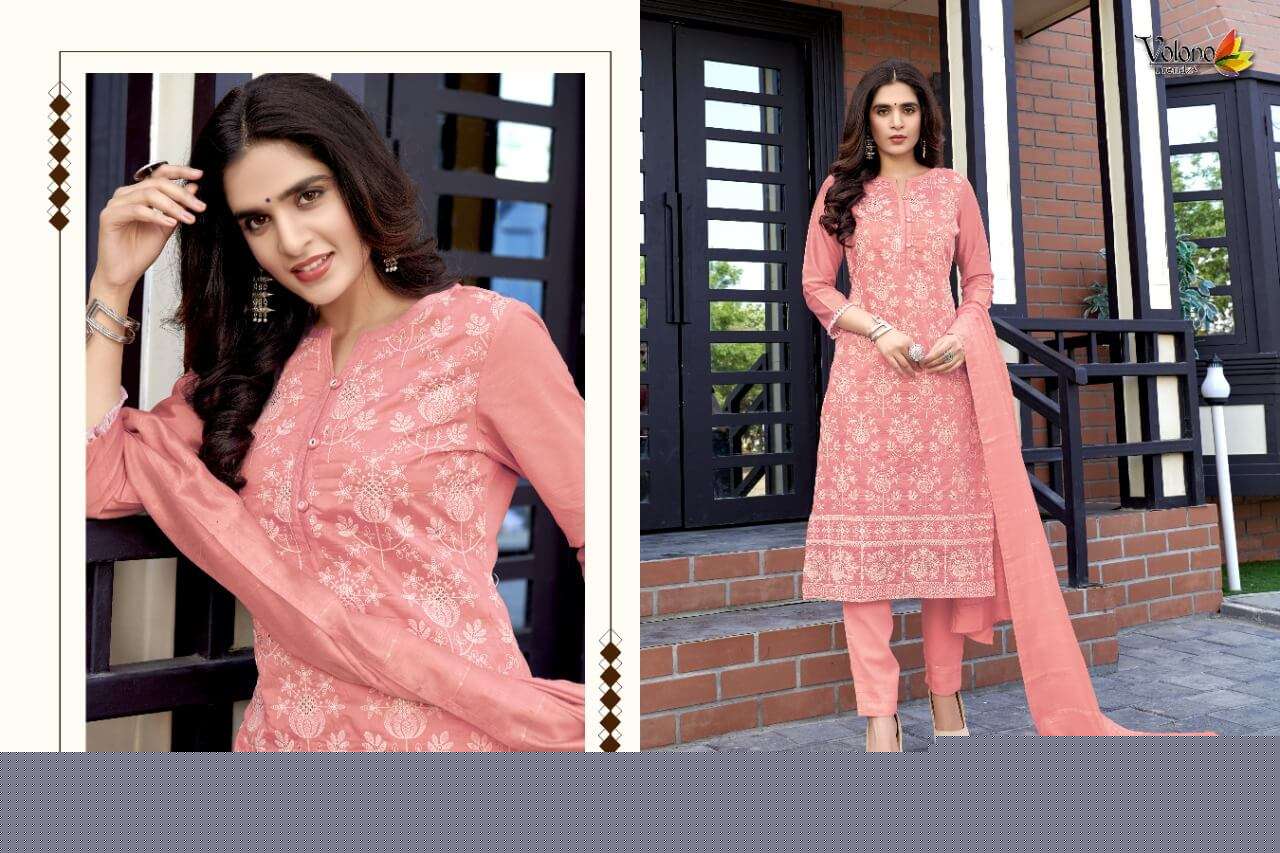 Schiffli Vol-2 By Volono Trendz 1001 To 1006 Series Beautiful Suits Colorful Stylish Fancy Casual Wear & Ethnic Wear Pure Viscose Chanderi With Lakhnavi Work Dresses At Wholesale Price