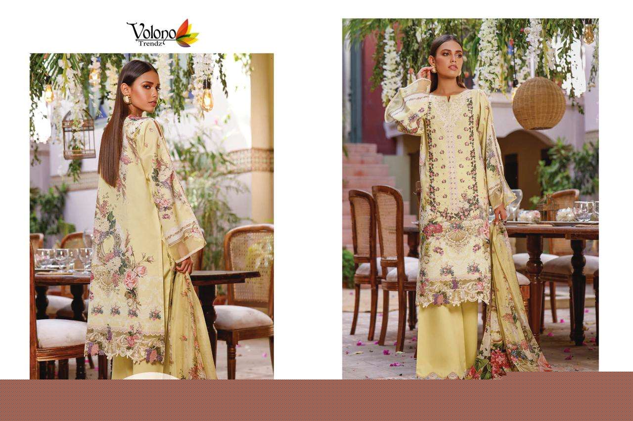 FIRDOUS VOL-11-2021 BY VOLONO TRENDZ 777 TO 781 SERIES BEAUTIFUL PAKISTANI SUITS STYLISH FANCY COLORFUL PARTY WEAR & OCCASIONAL WEAR PURE COTTON PRINT WITH EMBROIDERY DRESSES AT WHOLESALE PRICE