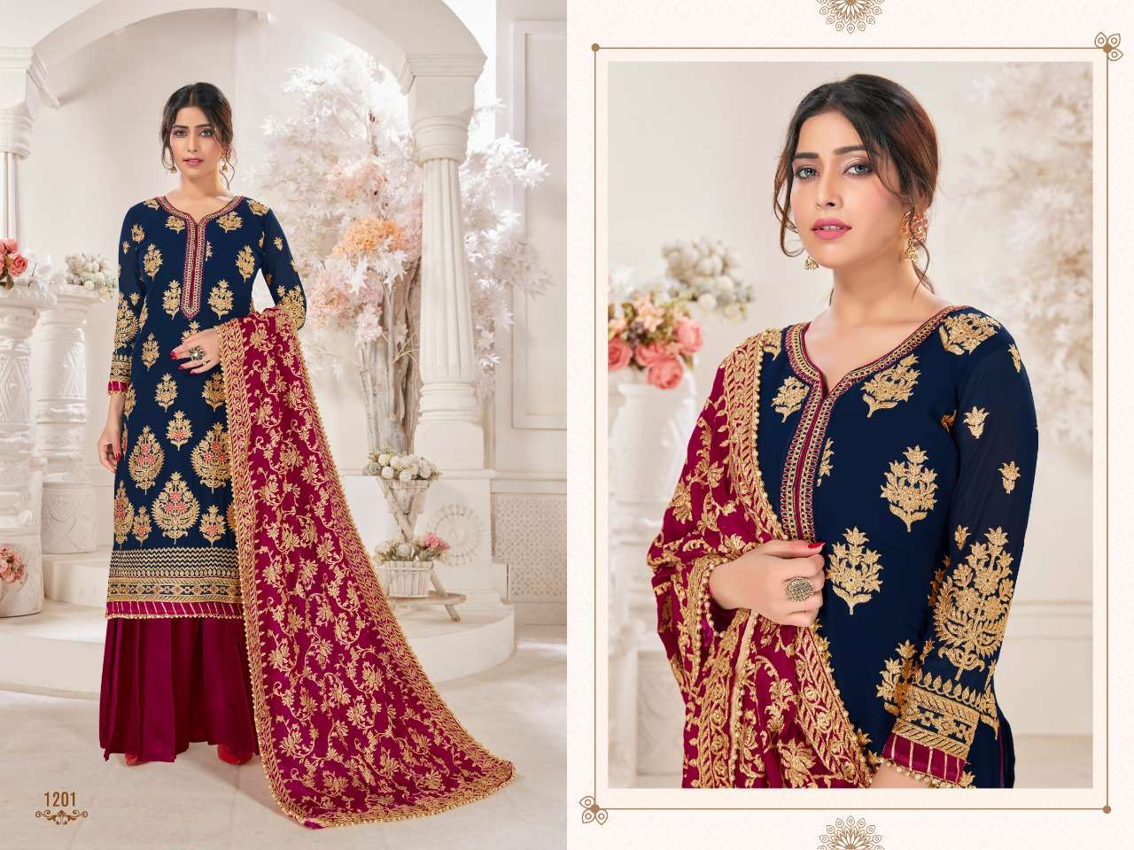 GOLD BY UTSAV SUITS 1201-A TO 1201-E SERIES BEAUTIFUL SHARARA SUITS COLORFUL STYLISH FANCY CASUAL WEAR & ETHNIC WEAR FAUX GEORGETTE DRESSES AT WHOLESALE PRICE