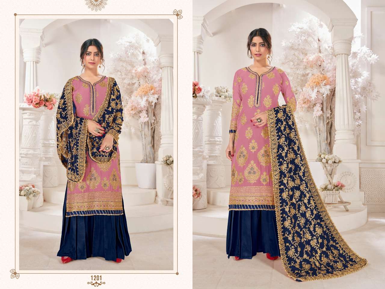 GOLD BY UTSAV SUITS 1201-A TO 1201-E SERIES BEAUTIFUL SHARARA SUITS COLORFUL STYLISH FANCY CASUAL WEAR & ETHNIC WEAR FAUX GEORGETTE DRESSES AT WHOLESALE PRICE