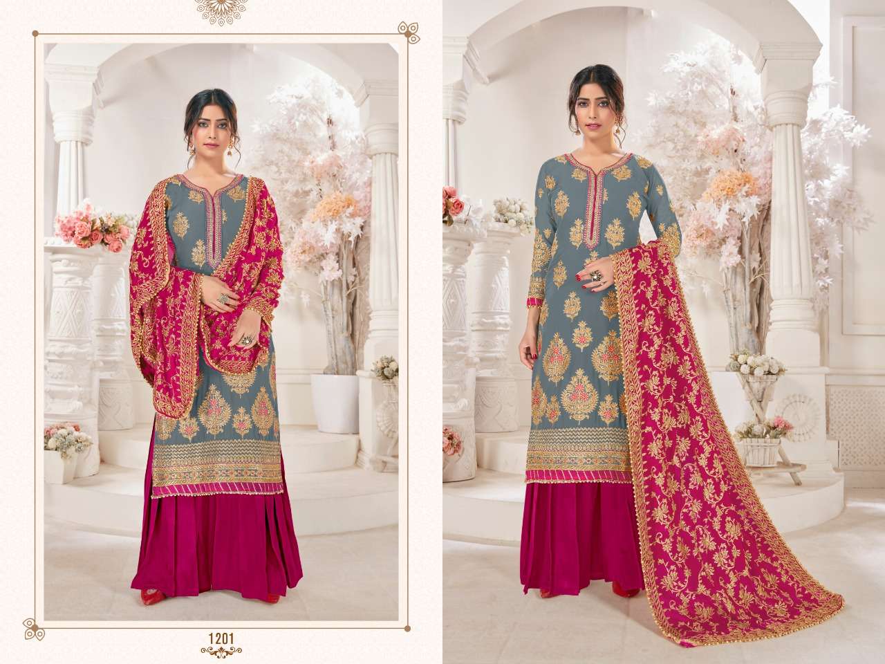 GOLD BY UTSAV SUITS 1201-A TO 1201-E SERIES BEAUTIFUL SHARARA SUITS COLORFUL STYLISH FANCY CASUAL WEAR & ETHNIC WEAR FAUX GEORGETTE DRESSES AT WHOLESALE PRICE