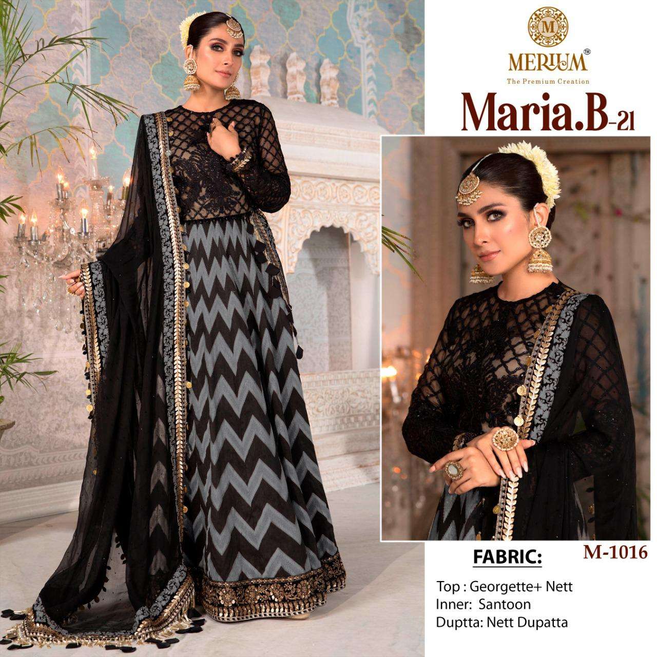 MARIA.B-21 BY MERIUM 1014 TO 1016 SERIES BEAUTIFUL STYLISH ANARKALI SUITS FANCY COLORFUL CASUAL WEAR & ETHNIC WEAR & READY TO WEAR GEORGETTE AND NET DRESSES AT WHOLESALE PRICE