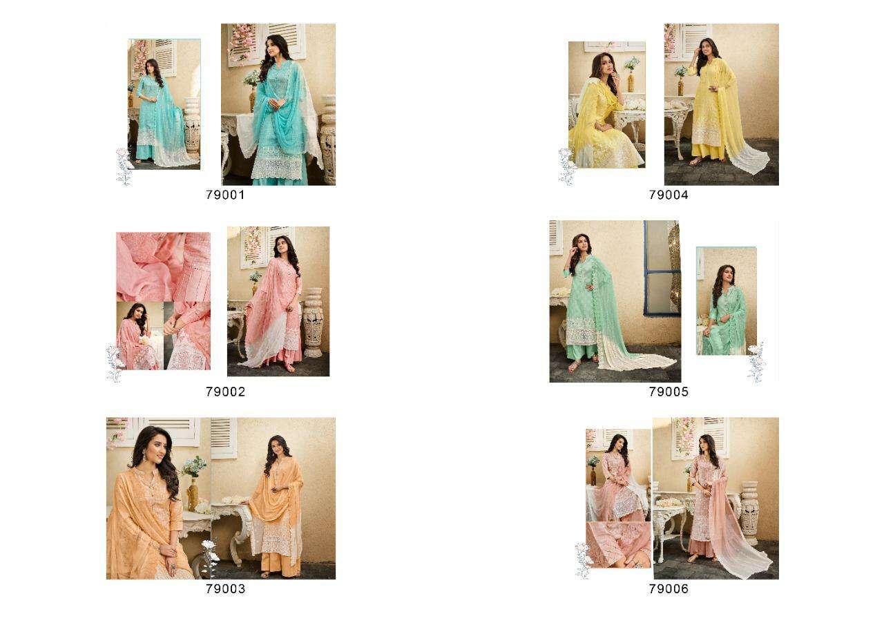 ANUPAMA BY RELSSA FABRICS 79001 TO 79006 SERIES BEAUTIFUL STYLISH SHARARA SUITS FANCY COLORFUL CASUAL WEAR & ETHNIC WEAR & READY TO WEAR COTTON EMBROIDERED DRESSES AT WHOLESALE PRICE