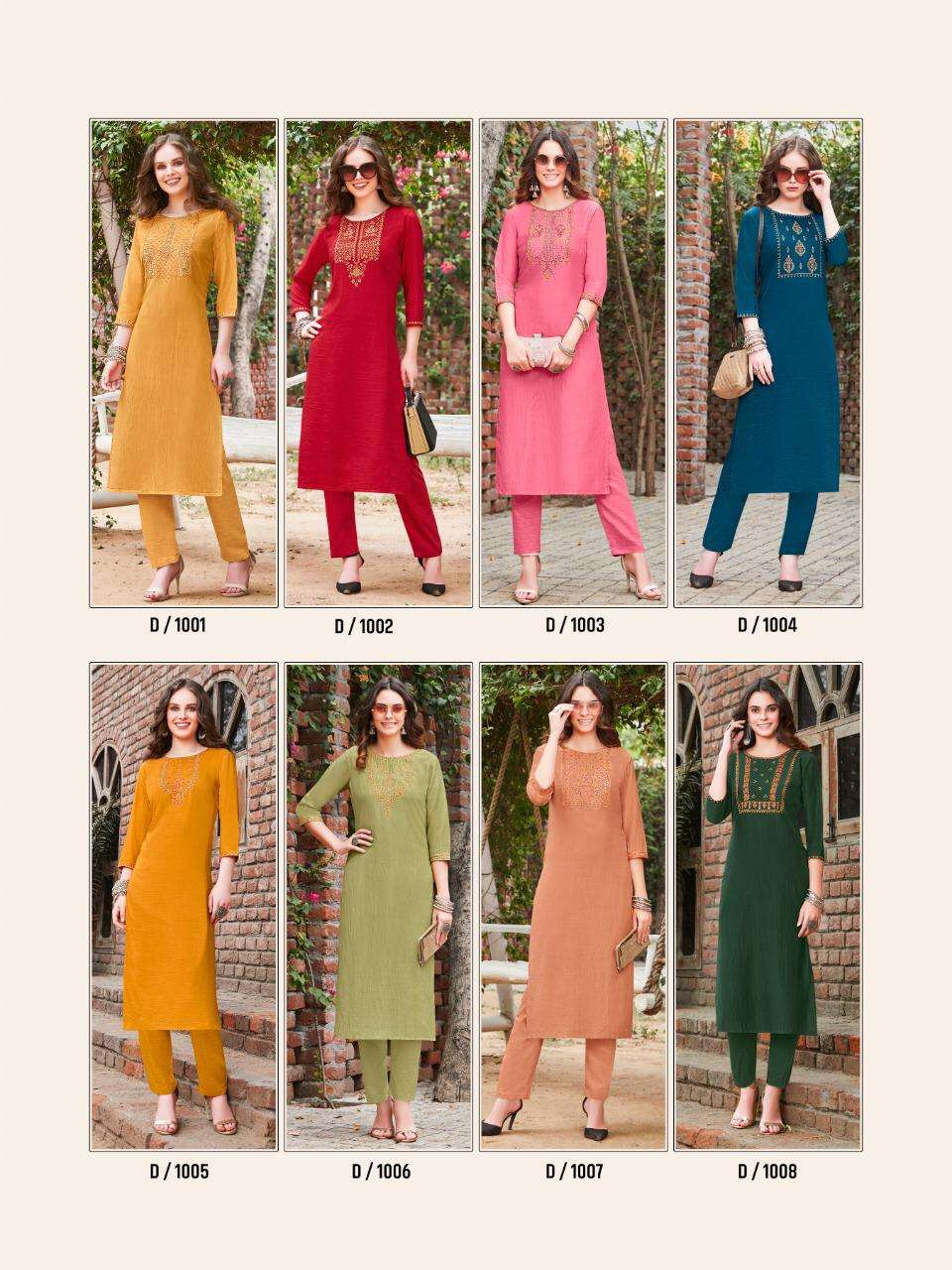 RAYASA BY SYASII 1001 TO 1008 SERIES DESIGNER STYLISH FANCY COLORFUL BEAUTIFUL PARTY WEAR & ETHNIC WEAR COLLECTION PURE CHINNON EMBROIDERY KURTIS WITH BOTTOM AT WHOLESALE PRICE
