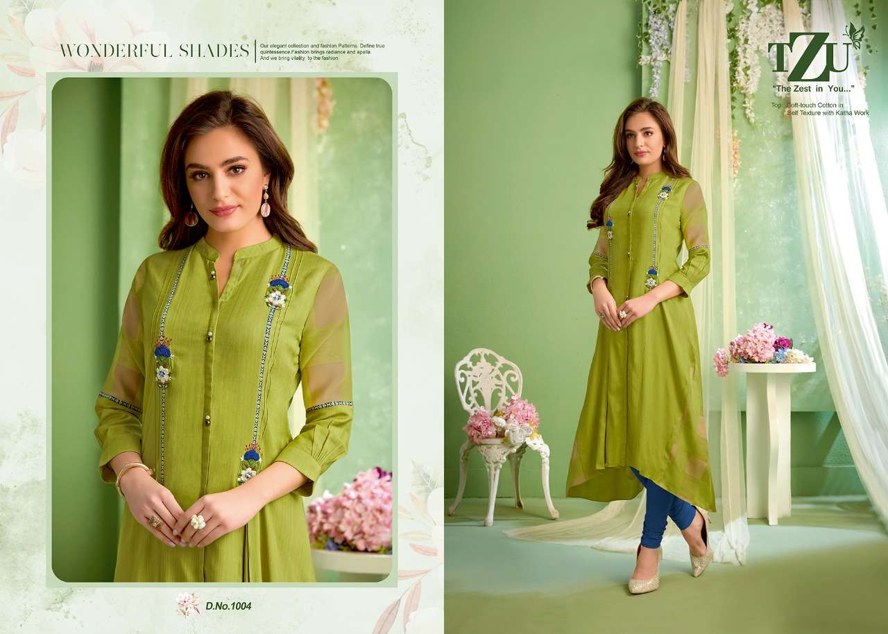 HEET BY TZU 1001 TO 1004 SERIES DESIGNER STYLISH FANCY COLORFUL BEAUTIFUL PARTY WEAR & ETHNIC WEAR COLLECTION SOFT COTTON WITH WORK KURTIS AT WHOLESALE PRICE