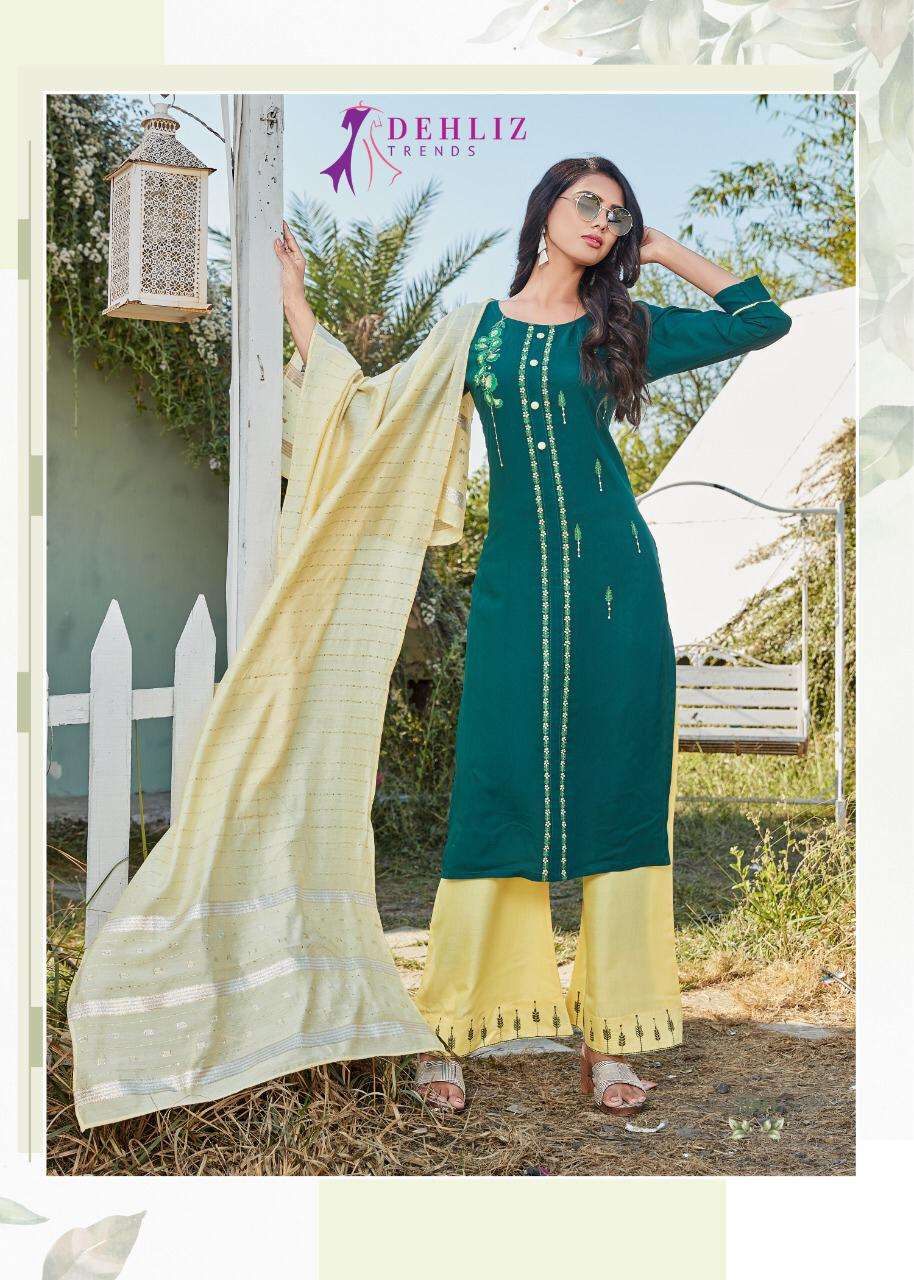 PAALAV VOL-3 BY DEHLIZ TRENDZ 3001 TO 3006 SERIES BEAUTIFUL SUITS COLORFUL STYLISH FANCY CASUAL WEAR & ETHNIC WEAR PREMIUM RAYON EMBROIDERED DRESSES AT WHOLESALE PRICE