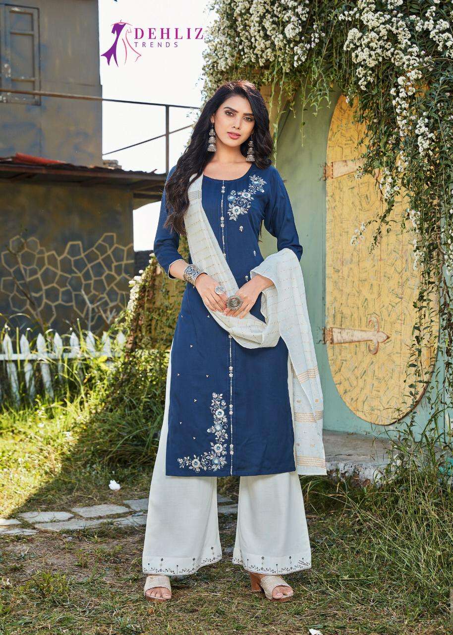 PAALAV VOL-3 BY DEHLIZ TRENDZ 3001 TO 3006 SERIES BEAUTIFUL SUITS COLORFUL STYLISH FANCY CASUAL WEAR & ETHNIC WEAR PREMIUM RAYON EMBROIDERED DRESSES AT WHOLESALE PRICE