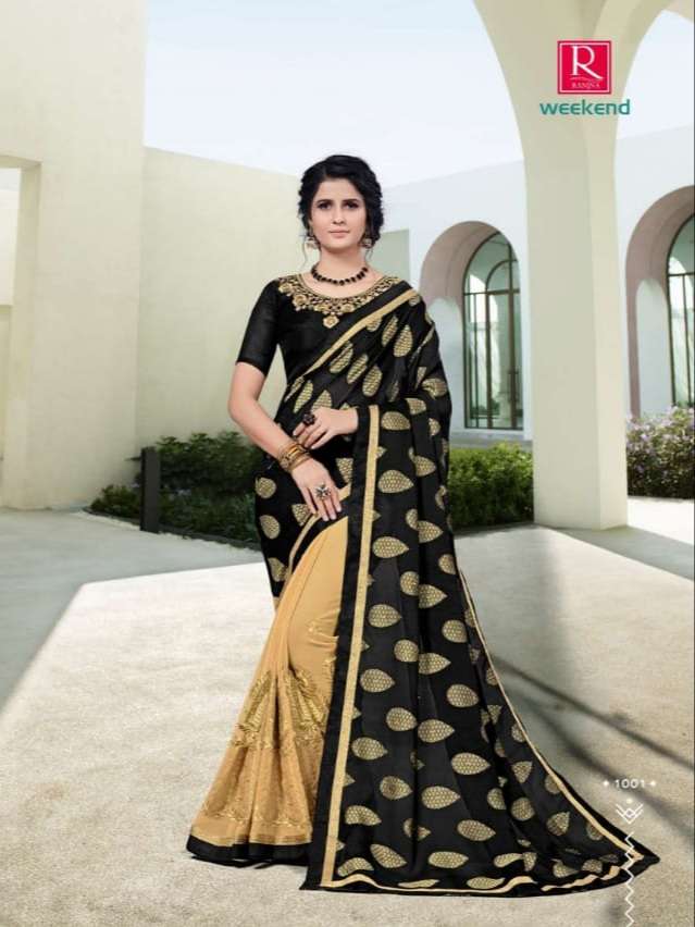WEEKEND BY RANJNA 1001 TO 1006 SERIES INDIAN TRADITIONAL WEAR COLLECTION BEAUTIFUL STYLISH FANCY COLORFUL PARTY WEAR & OCCASIONAL WEAR GEORGETTE EMBROIDERED SAREES AT WHOLESALE PRICE
