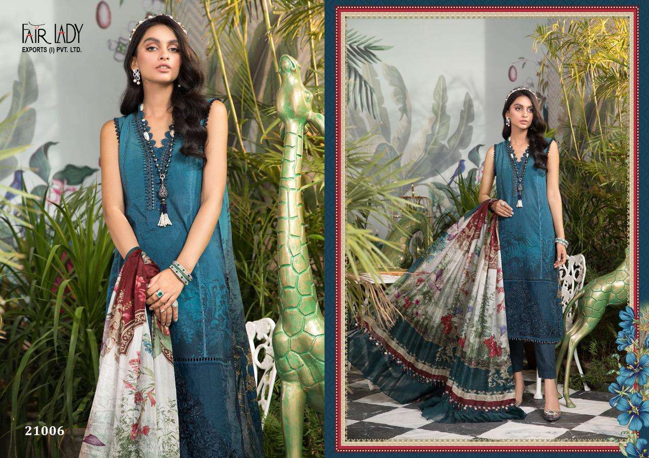 MARIA.B. 21001 SERIES BY FAIR LADY 21001 TO 21006 SERIES DESIGNER FESTIVE PAKISTANI SUITS COLLECTION BEAUTIFUL STYLISH FANCY COLORFUL PARTY WEAR & OCCASIONAL WEAR LAWN COTTON DIGITAL PRINT WITH EMBROIDERED DRESSES AT WHOLESALE PRICE