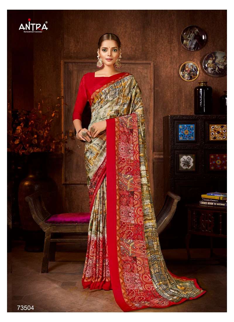 SHERLYN VOL-2 BY ANTRA 73501 TO 73510 SERIES INDIAN TRADITIONAL WEAR COLLECTION BEAUTIFUL STYLISH FANCY COLORFUL PARTY WEAR & OCCASIONAL WEAR CREPE SAREES AT WHOLESALE PRICE