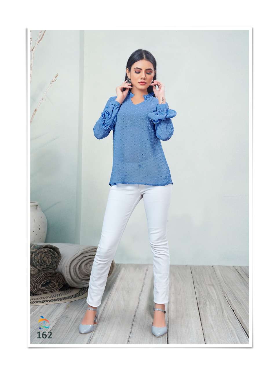 ALEEZA BY DOVI FASHION 160 TO 168 SERIES DESIGNER STYLISH FANCY COLORFUL BEAUTIFUL PARTY WEAR & ETHNIC WEAR COLLECTION CHIFFON TOPS AT WHOLESALE PRICE