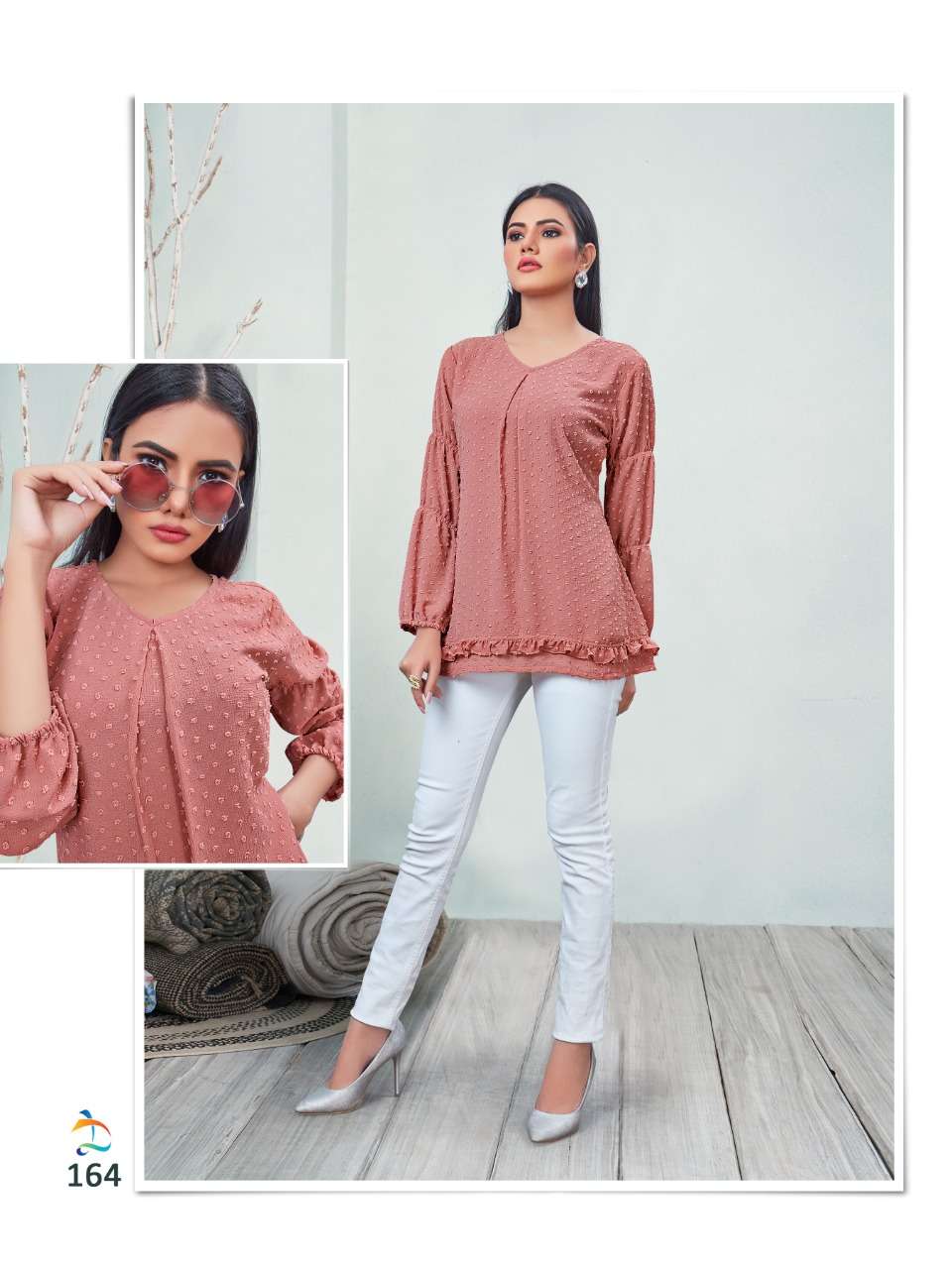 ALEEZA BY DOVI FASHION 160 TO 168 SERIES DESIGNER STYLISH FANCY COLORFUL BEAUTIFUL PARTY WEAR & ETHNIC WEAR COLLECTION CHIFFON TOPS AT WHOLESALE PRICE