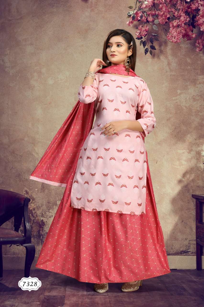 SUMAN VOL-2 BY FASHID WHOLESALE 7328-A TO 7328-F SERIES BEAUTIFUL SUITS COLORFUL STYLISH FANCY CASUAL WEAR & ETHNIC WEAR RAYON DRESSES AT WHOLESALE PRICE