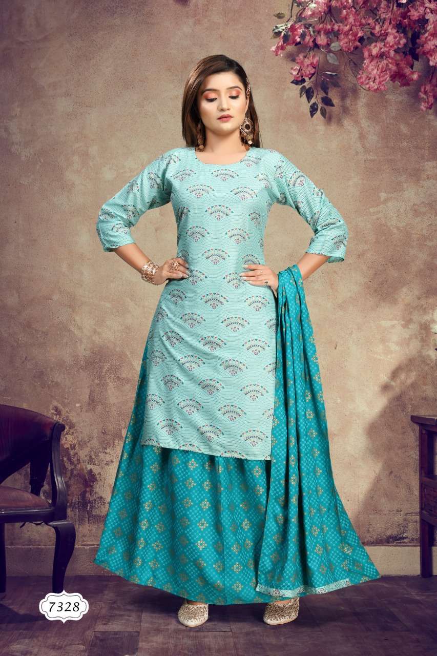 SUMAN VOL-2 BY FASHID WHOLESALE 7328-A TO 7328-F SERIES BEAUTIFUL SUITS COLORFUL STYLISH FANCY CASUAL WEAR & ETHNIC WEAR RAYON DRESSES AT WHOLESALE PRICE