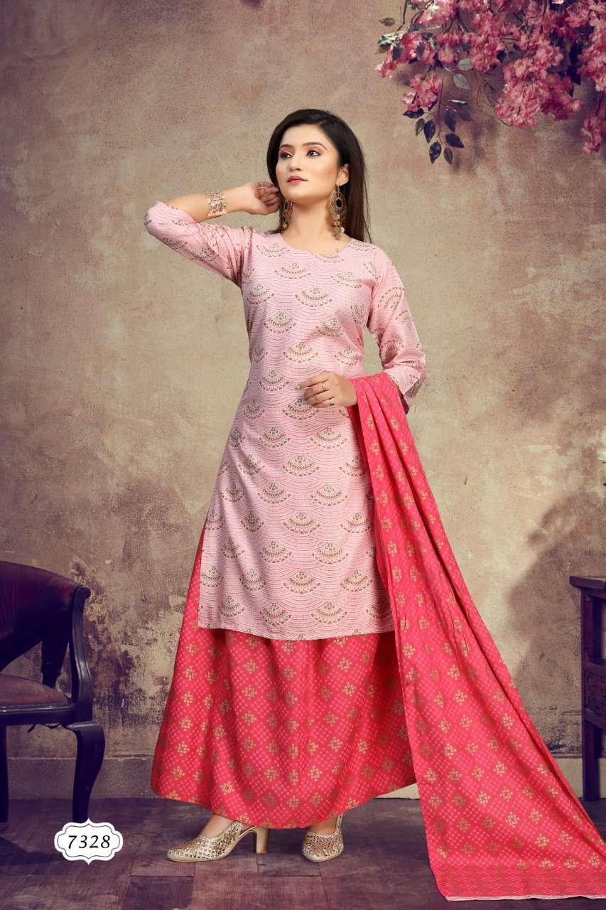 SUMAN VOL-2 BY FASHID WHOLESALE 7328-A TO 7328-F SERIES BEAUTIFUL SUITS COLORFUL STYLISH FANCY CASUAL WEAR & ETHNIC WEAR RAYON DRESSES AT WHOLESALE PRICE