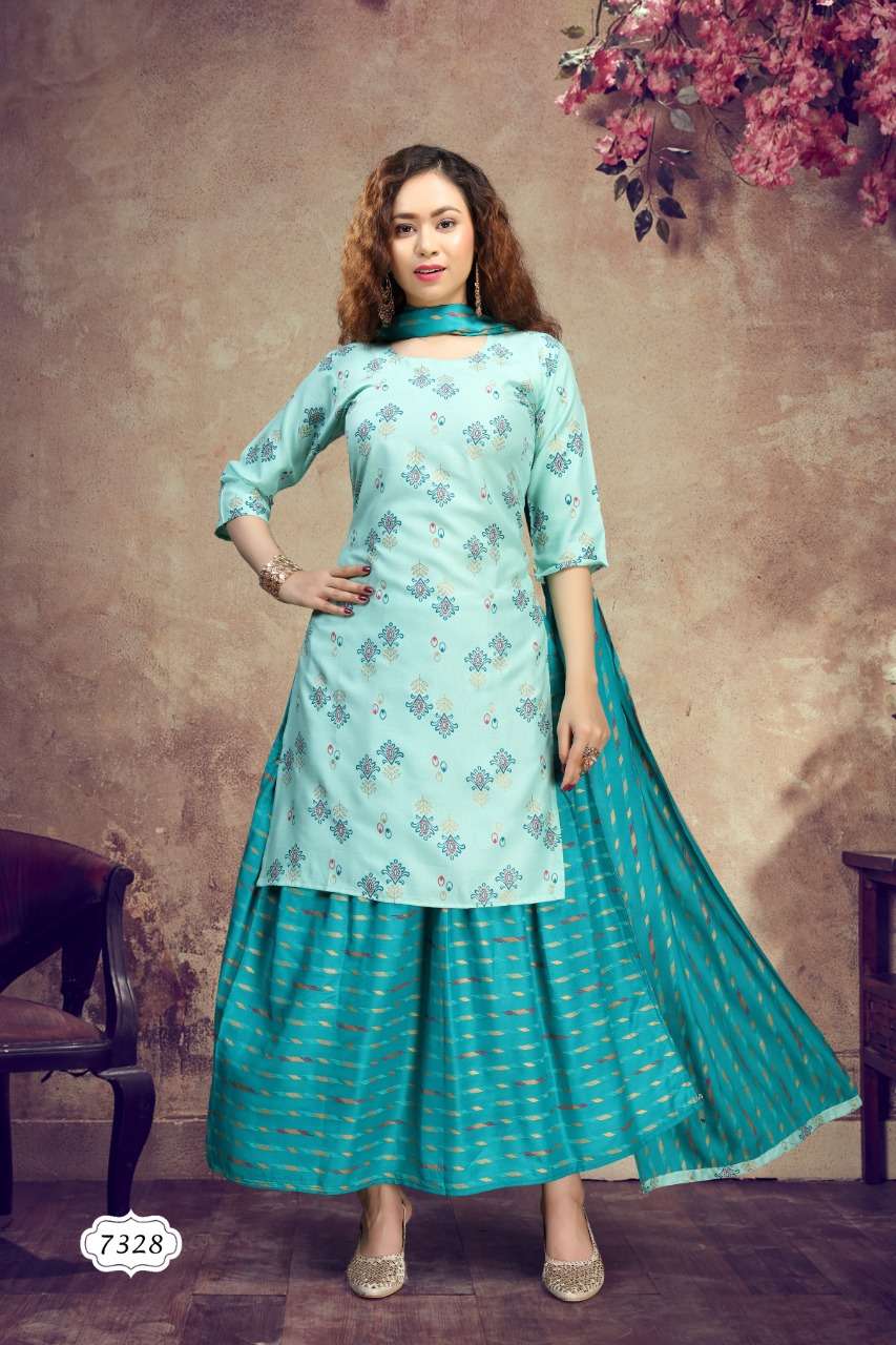 SUMAN VOL-2 BY FASHID WHOLESALE 7328-A TO 7328-F SERIES BEAUTIFUL SUITS COLORFUL STYLISH FANCY CASUAL WEAR & ETHNIC WEAR RAYON DRESSES AT WHOLESALE PRICE