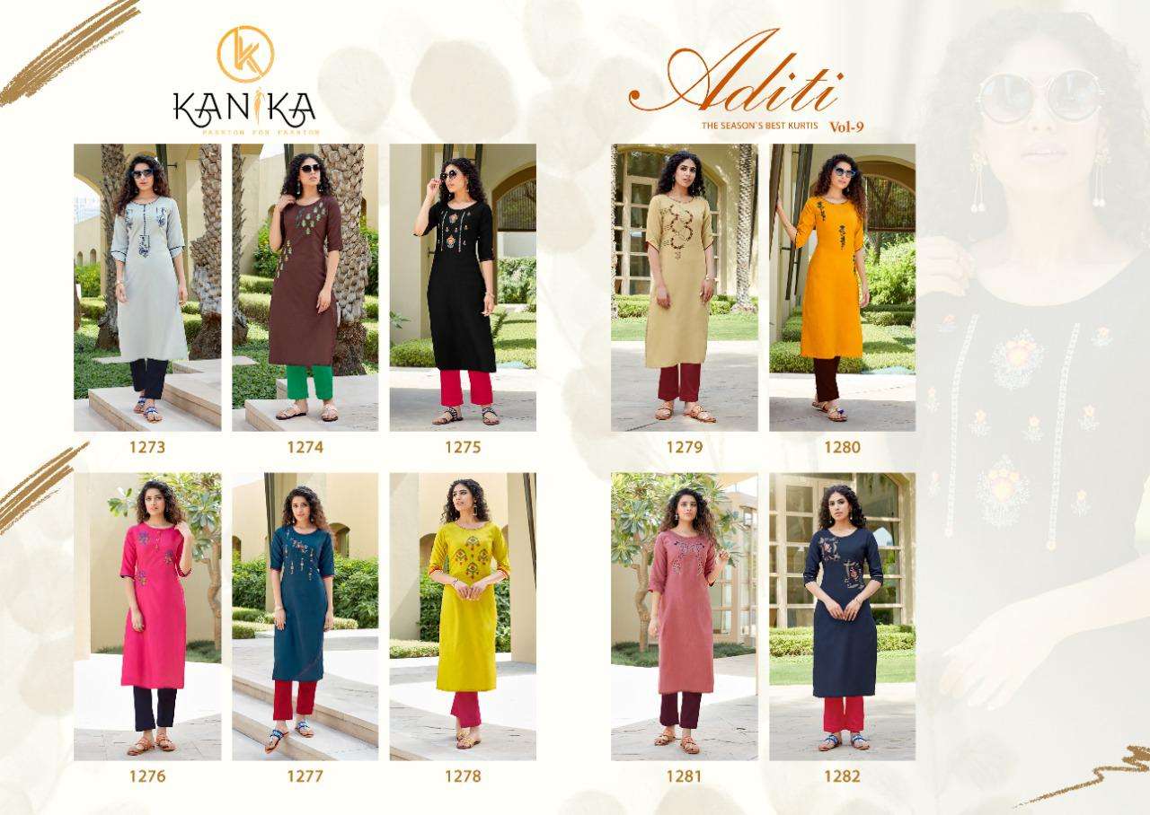 ADITI VOL-9 BY KANIKA 1273 TO 1282 SERIES DESIGNER STYLISH FANCY COLORFUL BEAUTIFUL PARTY WEAR & ETHNIC WEAR COLLECTION RUBY SILK EMBROIDERED KURTIS AT WHOLESALE PRICE