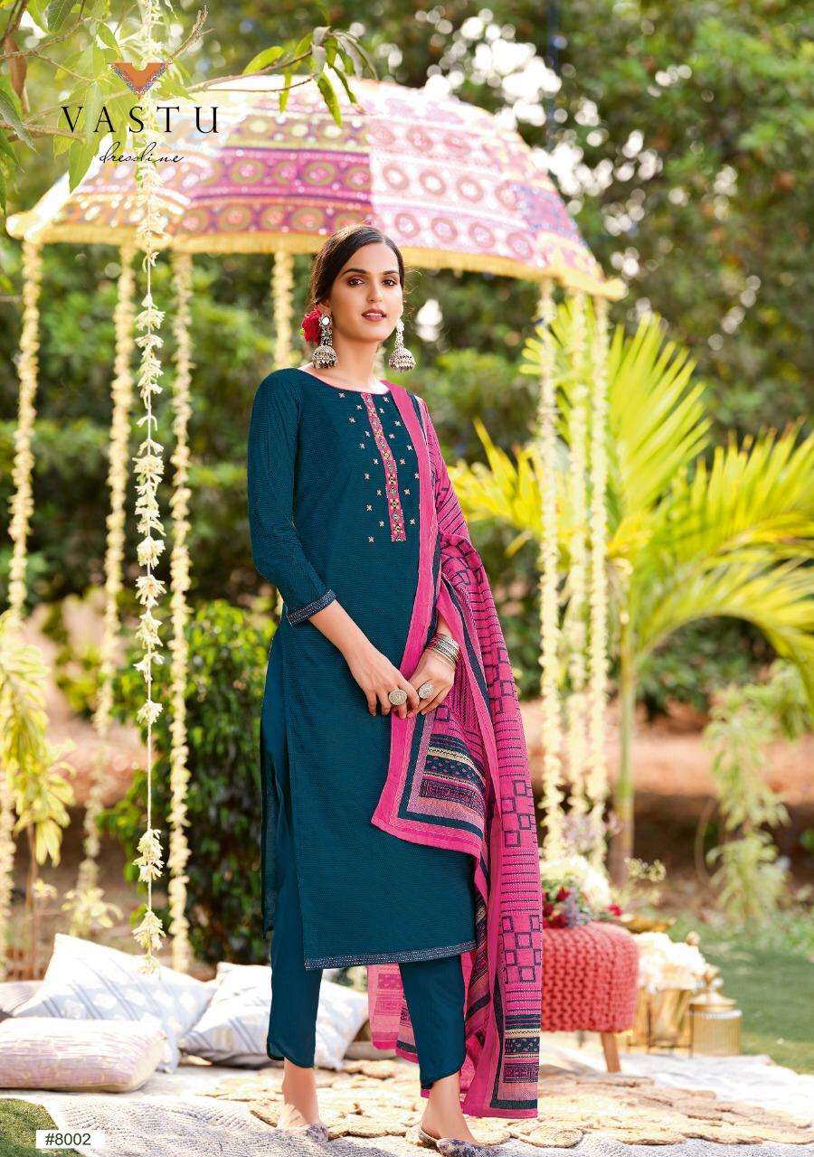 PAKEEZAH VOL-8 BY VASTU TEX 8001 TO 8008 SERIES BEAUTIFUL STYLISH SUITS FANCY COLORFUL CASUAL WEAR & ETHNIC WEAR & READY TO WEAR COTTON LAWN PRINTED DRESSES AT WHOLESALE PRICE