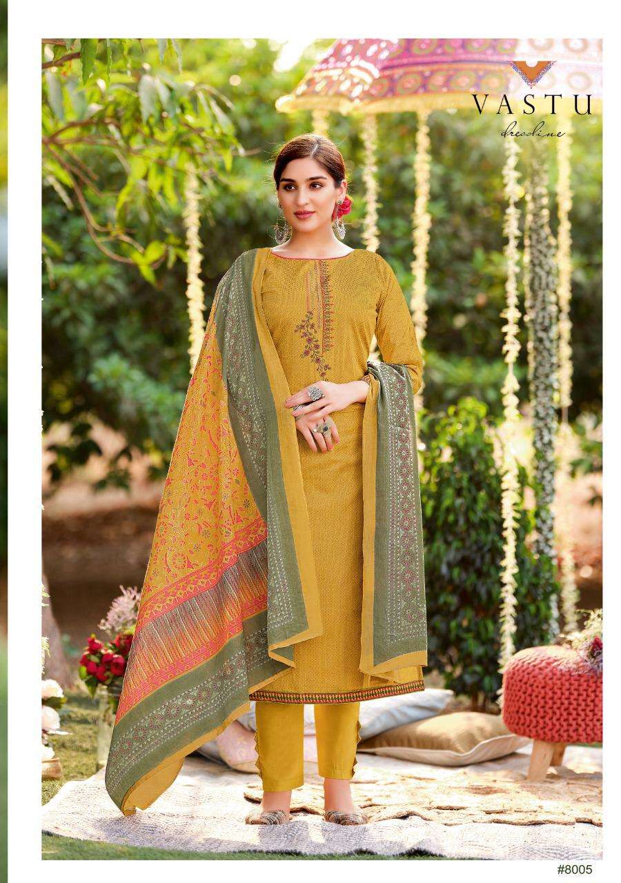 PAKEEZAH VOL-8 BY VASTU TEX 8001 TO 8008 SERIES BEAUTIFUL STYLISH SUITS FANCY COLORFUL CASUAL WEAR & ETHNIC WEAR & READY TO WEAR COTTON LAWN PRINTED DRESSES AT WHOLESALE PRICE
