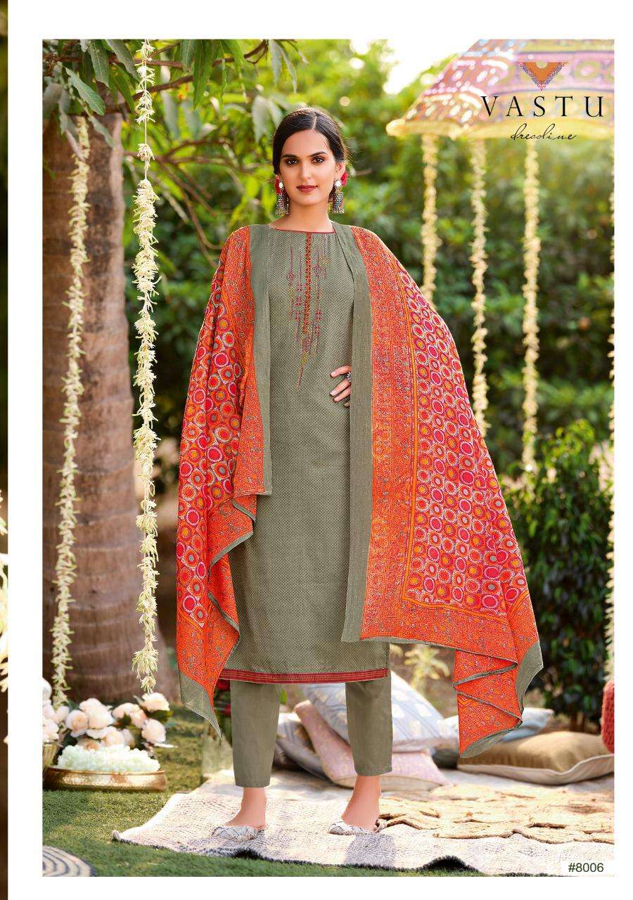 PAKEEZAH VOL-8 BY VASTU TEX 8001 TO 8008 SERIES BEAUTIFUL STYLISH SUITS FANCY COLORFUL CASUAL WEAR & ETHNIC WEAR & READY TO WEAR COTTON LAWN PRINTED DRESSES AT WHOLESALE PRICE