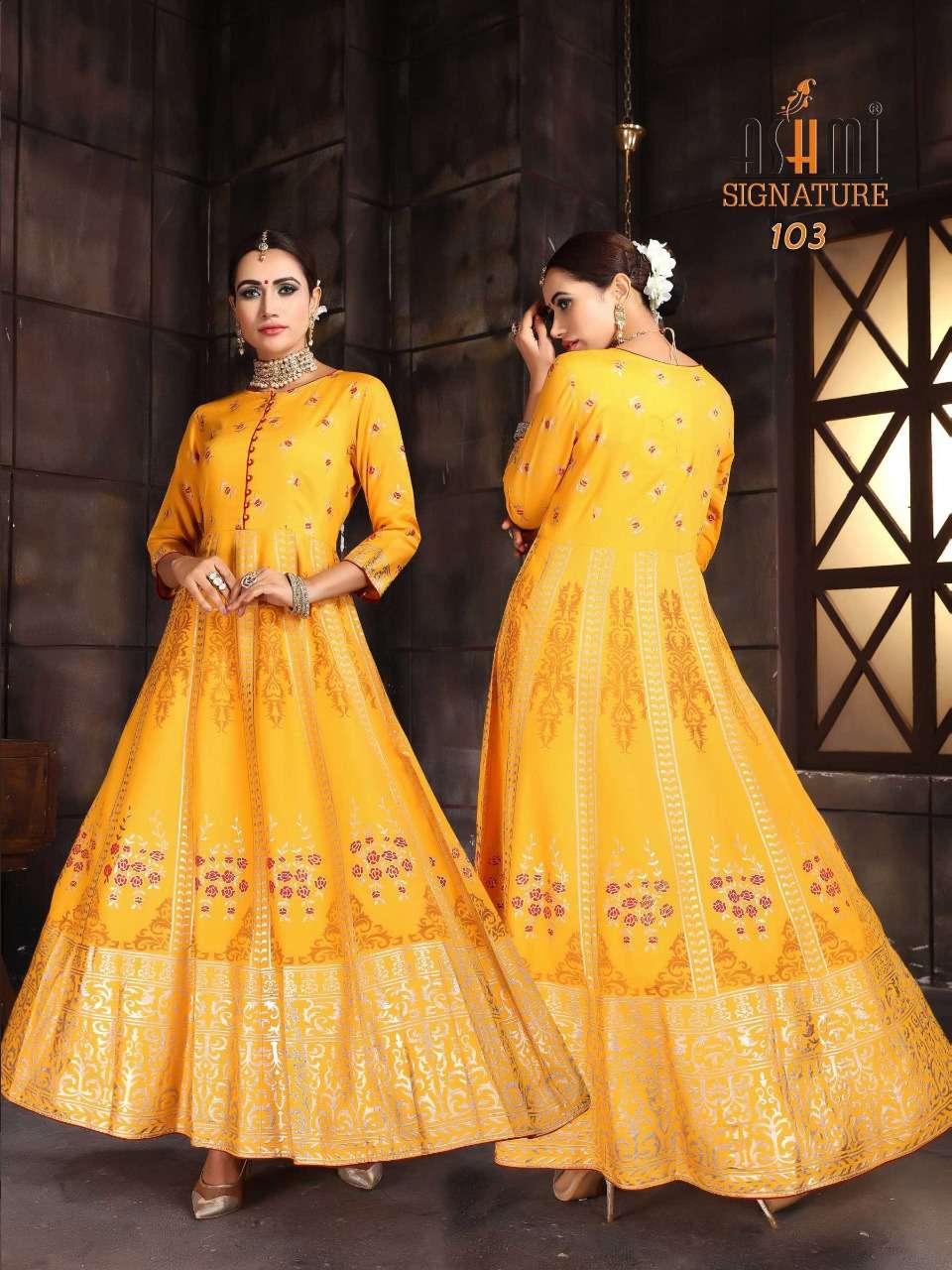 SAYONI BY ASHMI 101 TO 108 SERIES DESIGNER STYLISH FANCY COLORFUL BEAUTIFUL PARTY WEAR & ETHNIC WEAR COLLECTION RAYON FOIL PRINT GOWNS AT WHOLESALE PRICE