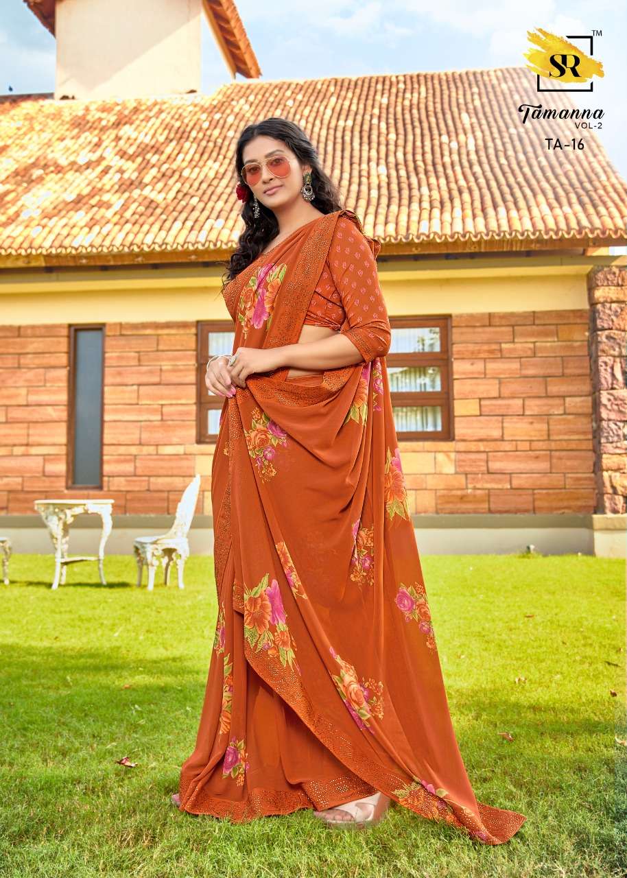 TAMANNA VOL-2 BY SR 11 TO 22 SERIES INDIAN TRADITIONAL WEAR COLLECTION BEAUTIFUL STYLISH FANCY COLORFUL PARTY WEAR & OCCASIONAL WEAR FANCY SAREES AT WHOLESALE PRICE