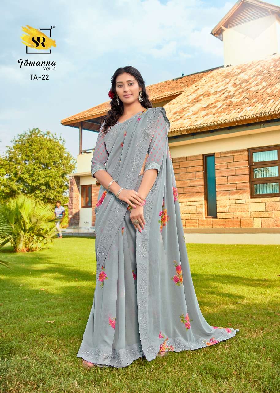 TAMANNA VOL-2 BY SR 11 TO 22 SERIES INDIAN TRADITIONAL WEAR COLLECTION BEAUTIFUL STYLISH FANCY COLORFUL PARTY WEAR & OCCASIONAL WEAR FANCY SAREES AT WHOLESALE PRICE